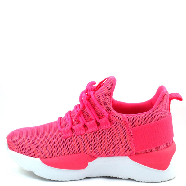 La Sheelah High Fashion Stretchy Material Lace Up Sneakers