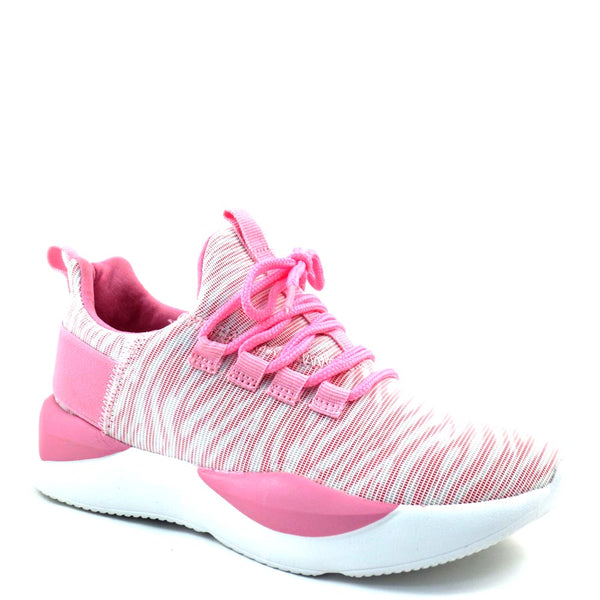 La Sheelah High Fashion Stretchy Material Lace Up Sneakers - Peak