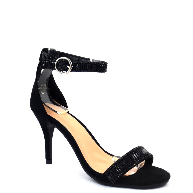 Love Mark Open Toe Ankle Strap Buckle Detail Mid Size Heels - Addie 25