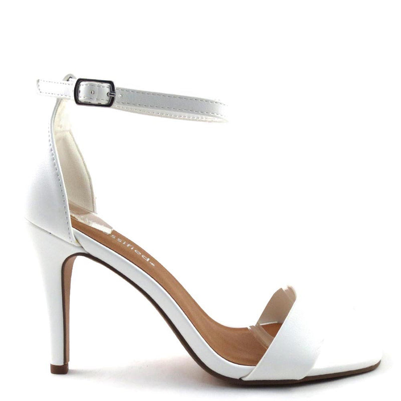 City Classified Open Toe Ankle Strap Buckle Detail Mid Size Heels - Alias