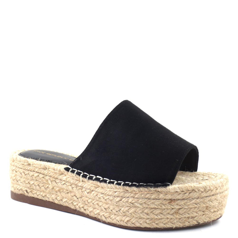 Shoe Republic LA Smooth Faux Suede Upper Espadrille Wedge Sandals - Anitta