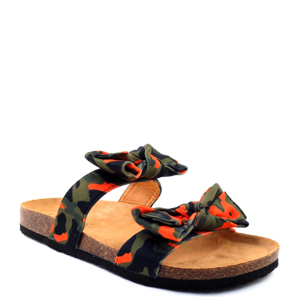 Liliana Birkenstock Inspired Knotted Bow Tie Detail Slide In Sandals - Bellariva