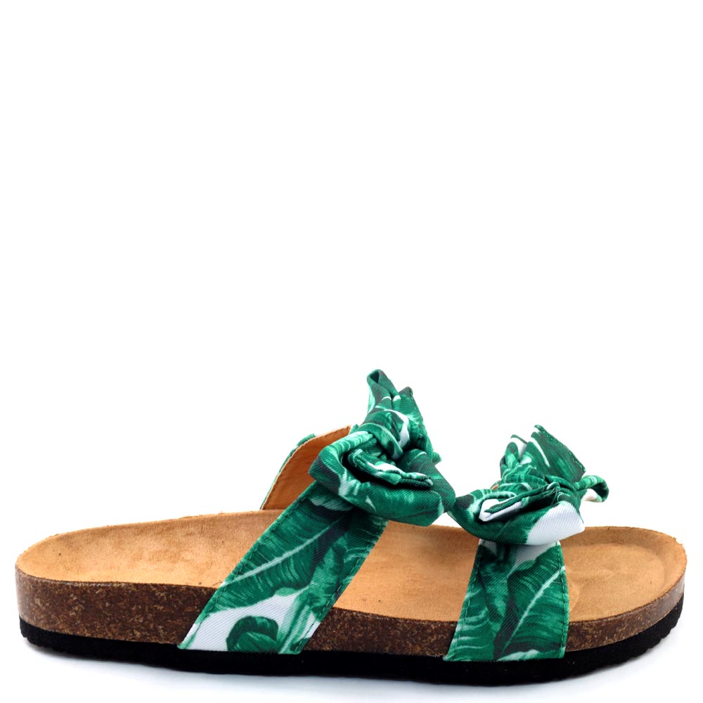 Liliana Birkenstock Inspired Knotted Bow Tie Detail Slide In Sandals - Bellariva