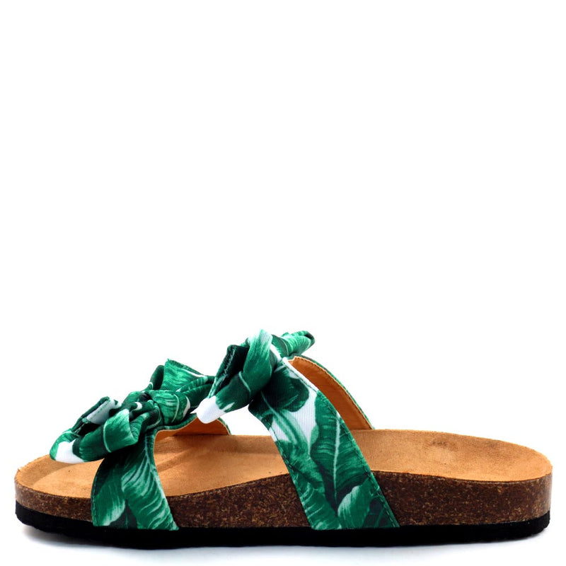 Liliana Birkenstock Inspired Knotted Bow Tie Detail Slide In Sandals - Bellariva