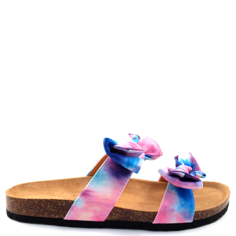 Liliana Birkenstock Inspired Knotted Bow Tie Detail Slide In Sandals - Bellariva