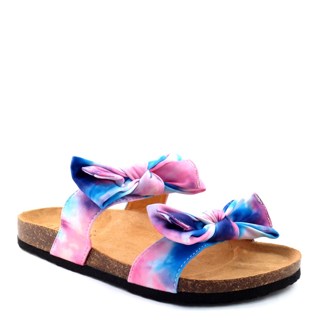 Liliana Birkenstock Inspired Knotted Bow Tie Detail Slide In Sandals - Bellariva