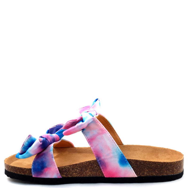 Liliana Birkenstock Inspired Knotted Bow Tie Detail Slide In Sandals - Bellariva