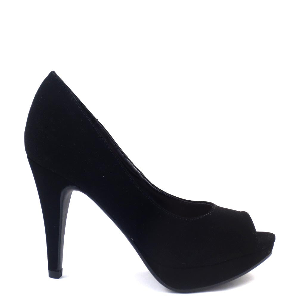 City Classified Classic Nubuck Peep Toe Platform Stiletto Heel - Bree