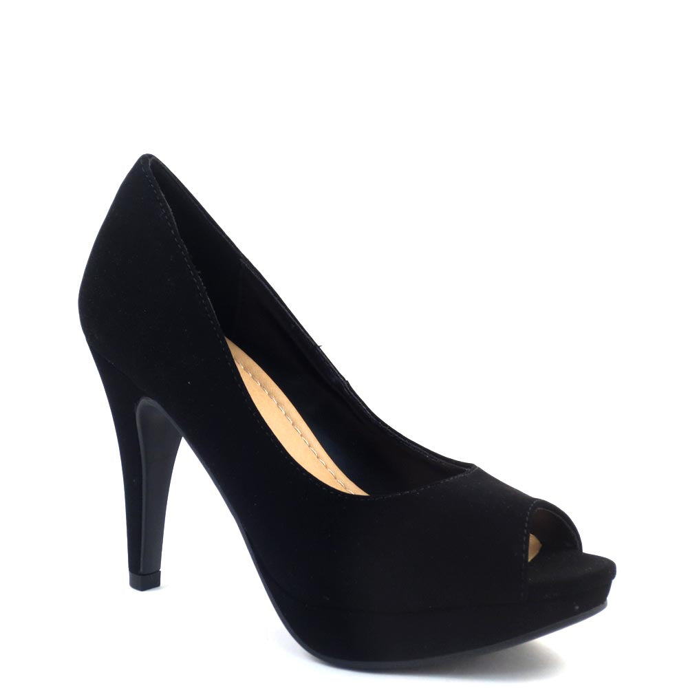 City Classified Classic Nubuck Peep Toe Platform Stiletto Heel - Bree