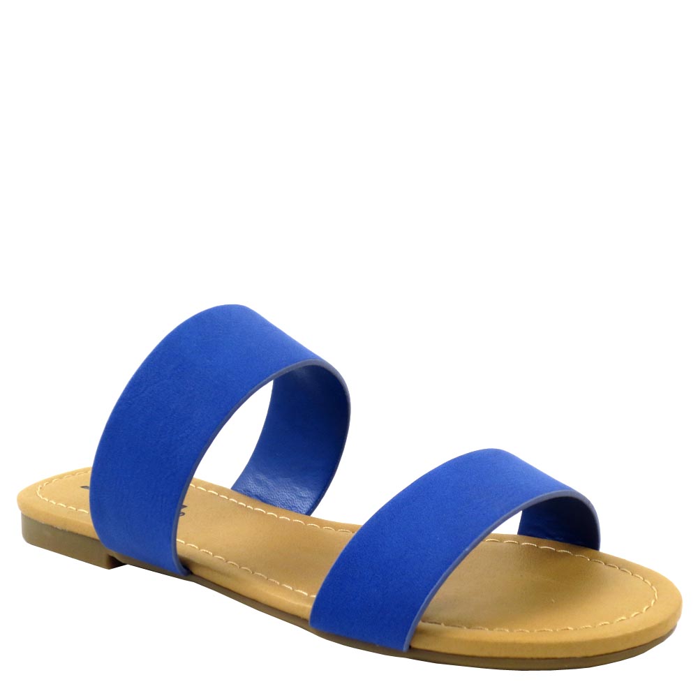 Soda Two Band Open Toe Slide In Flat Sandals - Browse