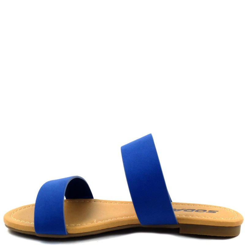Soda Two Band Open Toe Slide In Flat Sandals - Browse