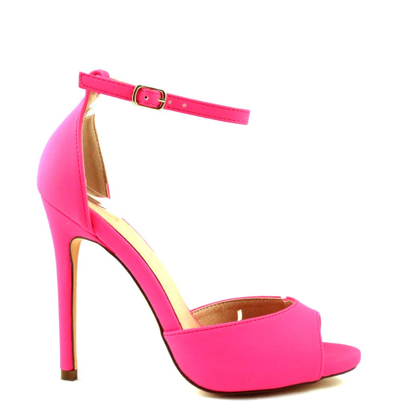 Olivia Jaymes Peep Toe Ankle Strap Buckle Detail Stiletto Heels - Chloe