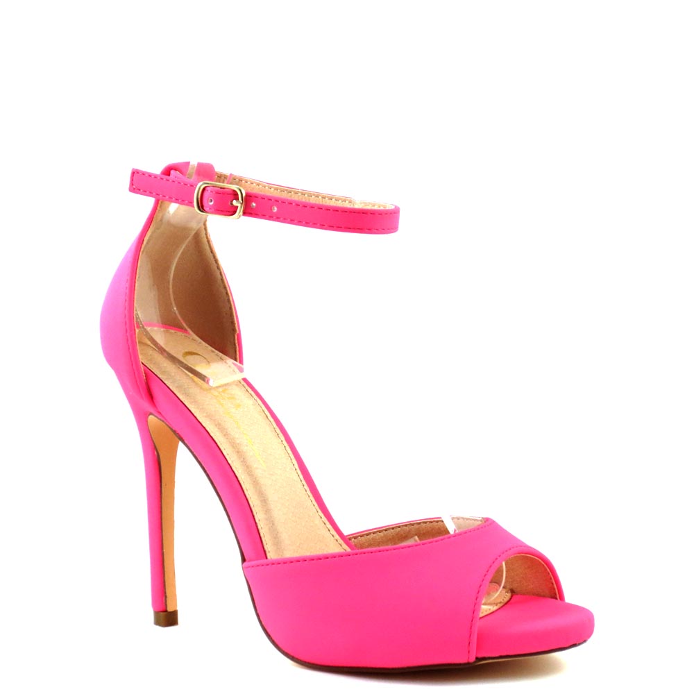 Olivia Jaymes Peep Toe Ankle Strap Buckle Detail Stiletto Heels - Chloe