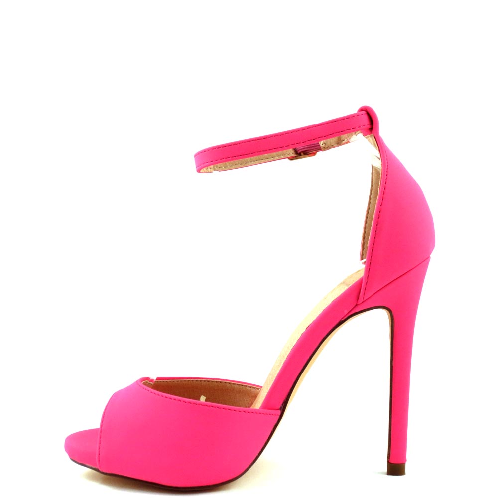 Olivia Jaymes Peep Toe Ankle Strap Buckle Detail Stiletto Heels