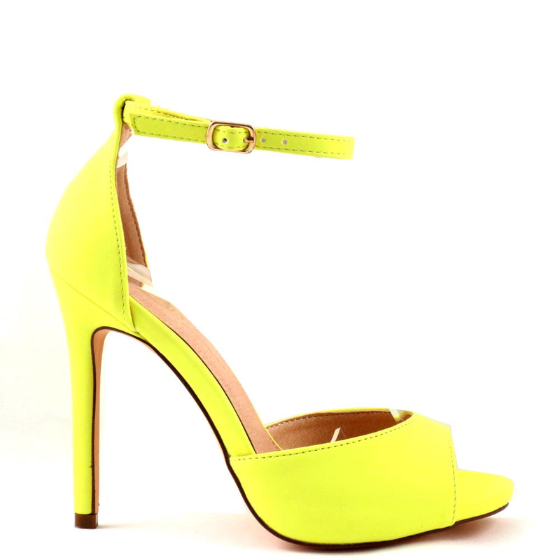 Olivia Jaymes Peep Toe Ankle Strap Buckle Detail Stiletto Heels - Chloe