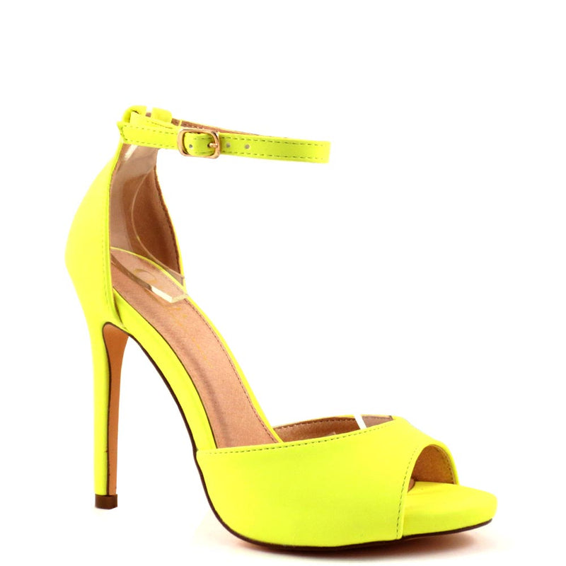 Olivia Jaymes Peep Toe Ankle Strap Buckle Detail Stiletto Heels - Chloe