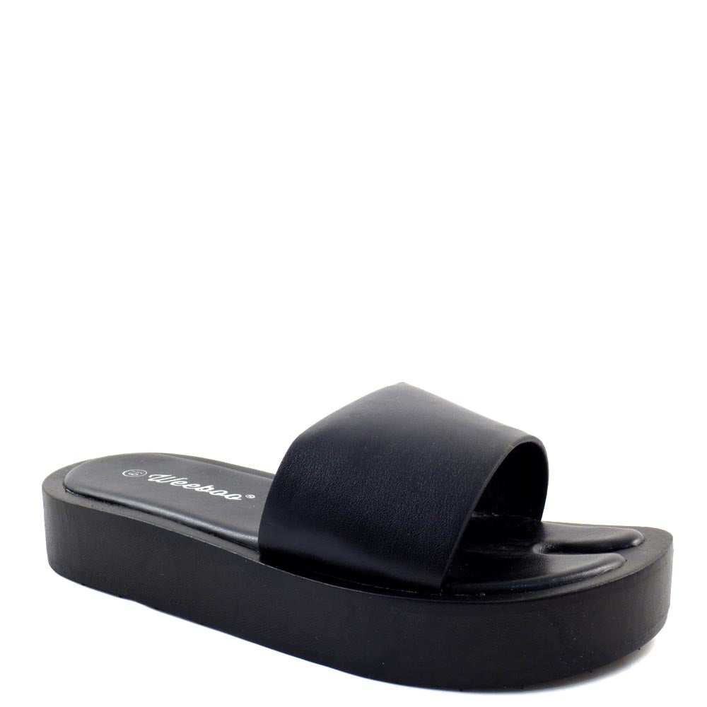 Weeboo Smooth Open Toe Slide In Platform Comfort Sandals - Comfort 3