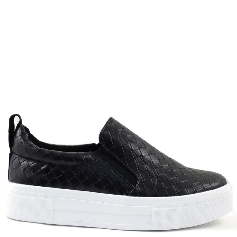 Misbehave Woven Upper Pull Tab Detail Platform Sneakers - Cope 10