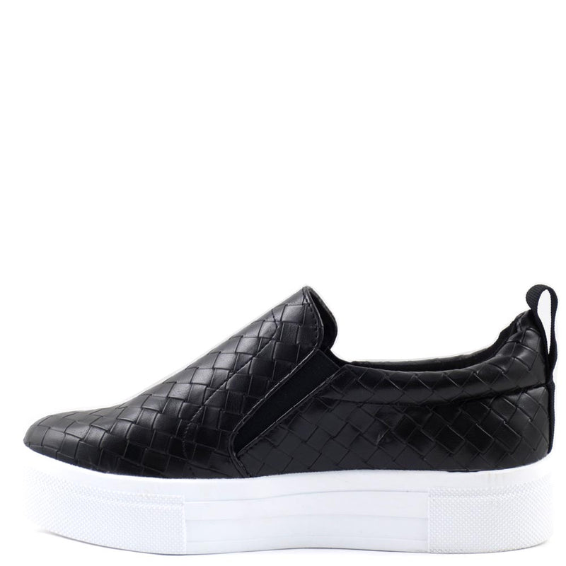 Misbehave Woven Upper Pull Tab Detail Platform Sneakers - Cope 10