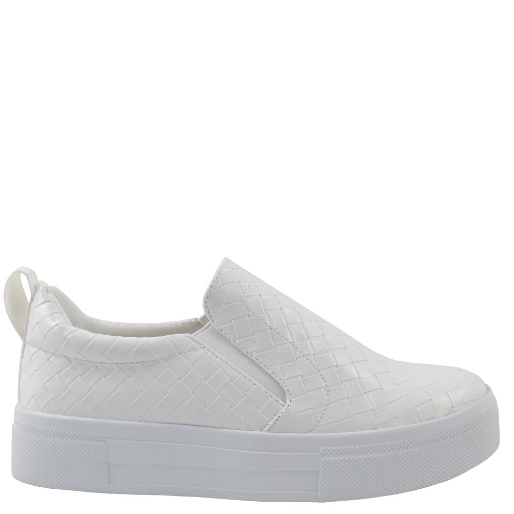 Misbehave Woven Upper Pull Tab Detail Platform Sneakers - Cope 10