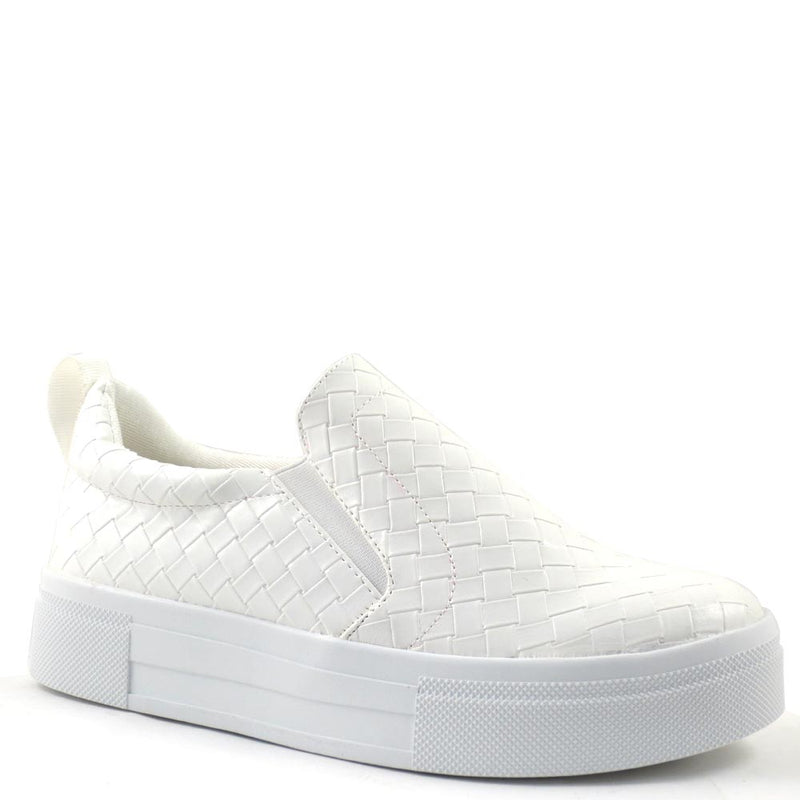 Misbehave Woven Upper Pull Tab Detail Platform Sneakers - Cope 10