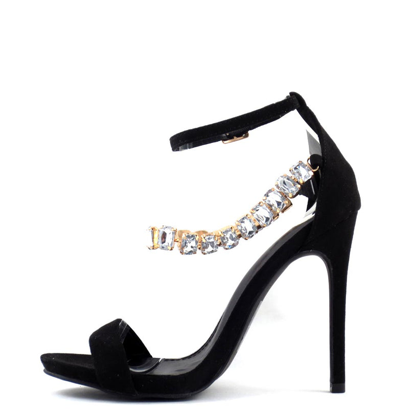 Promise by Shoe Republic LA Open Toe Rhinestone Detail Stiletto Heels - Cristy