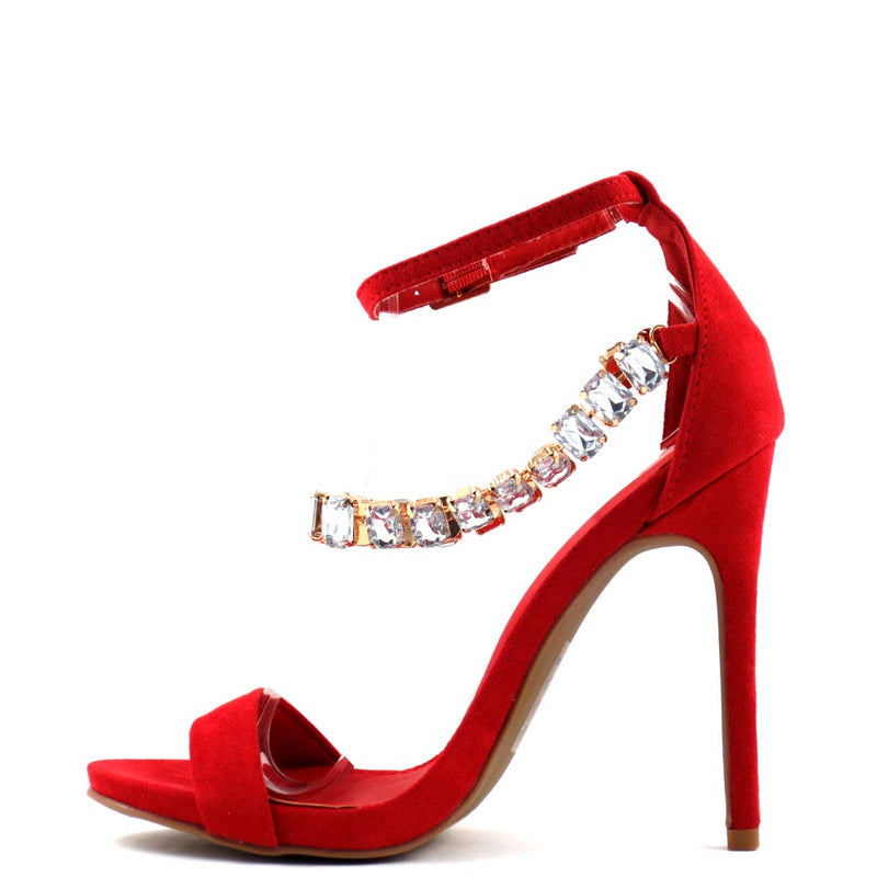 Promise by Shoe Republic LA Open Toe Rhinestone Detail Stiletto Heels - Cristy