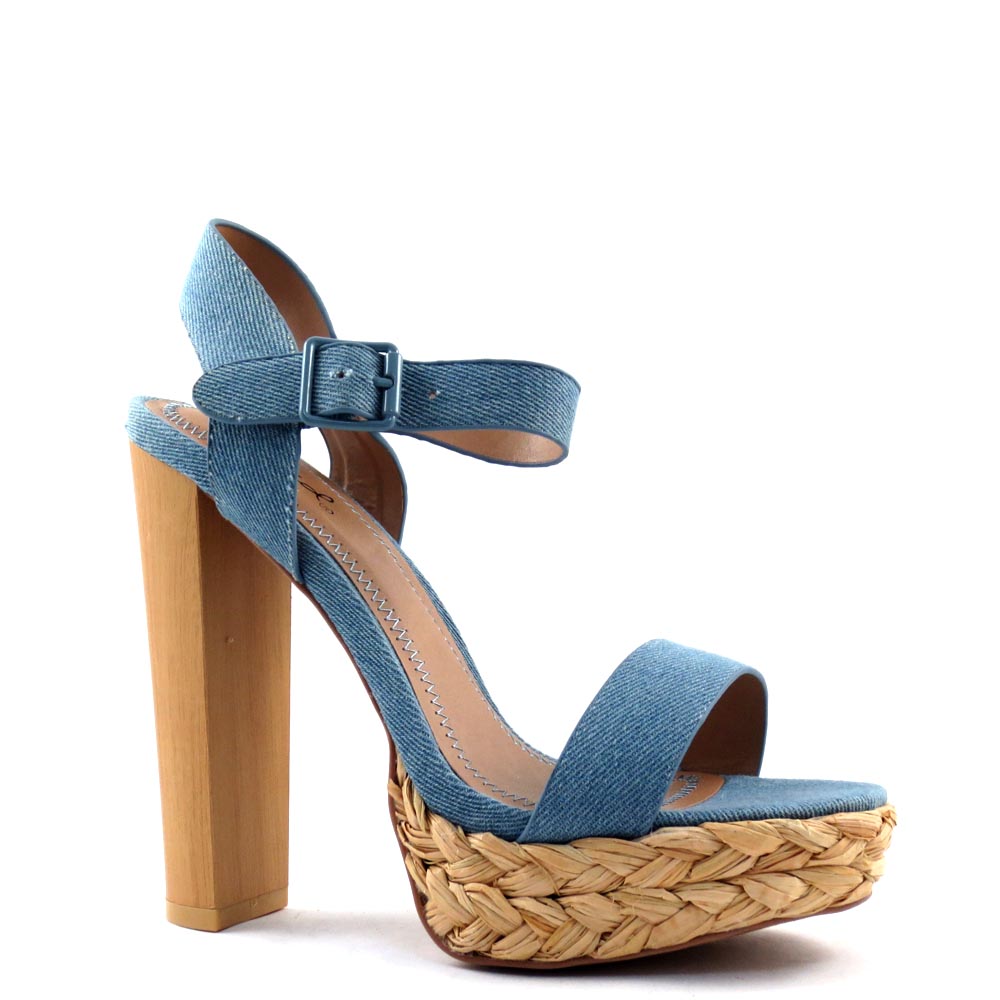 Qupid Open Toe Ankle Strap Rope Platform Chunky High  Heels - Dearly