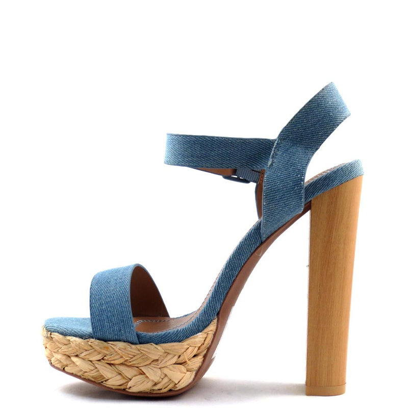 Qupid Open Toe Ankle Strap Rope Platform Chunky High  Heels - Dearly