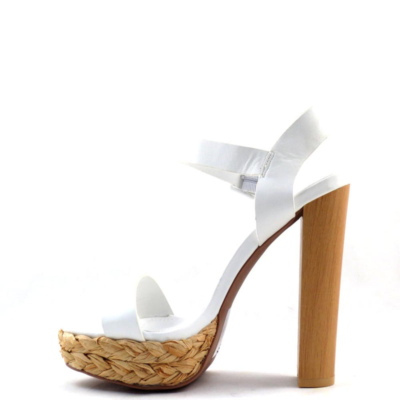 Qupid Open Toe Ankle Strap Rope Platform Chunky High  Heels - Dearly