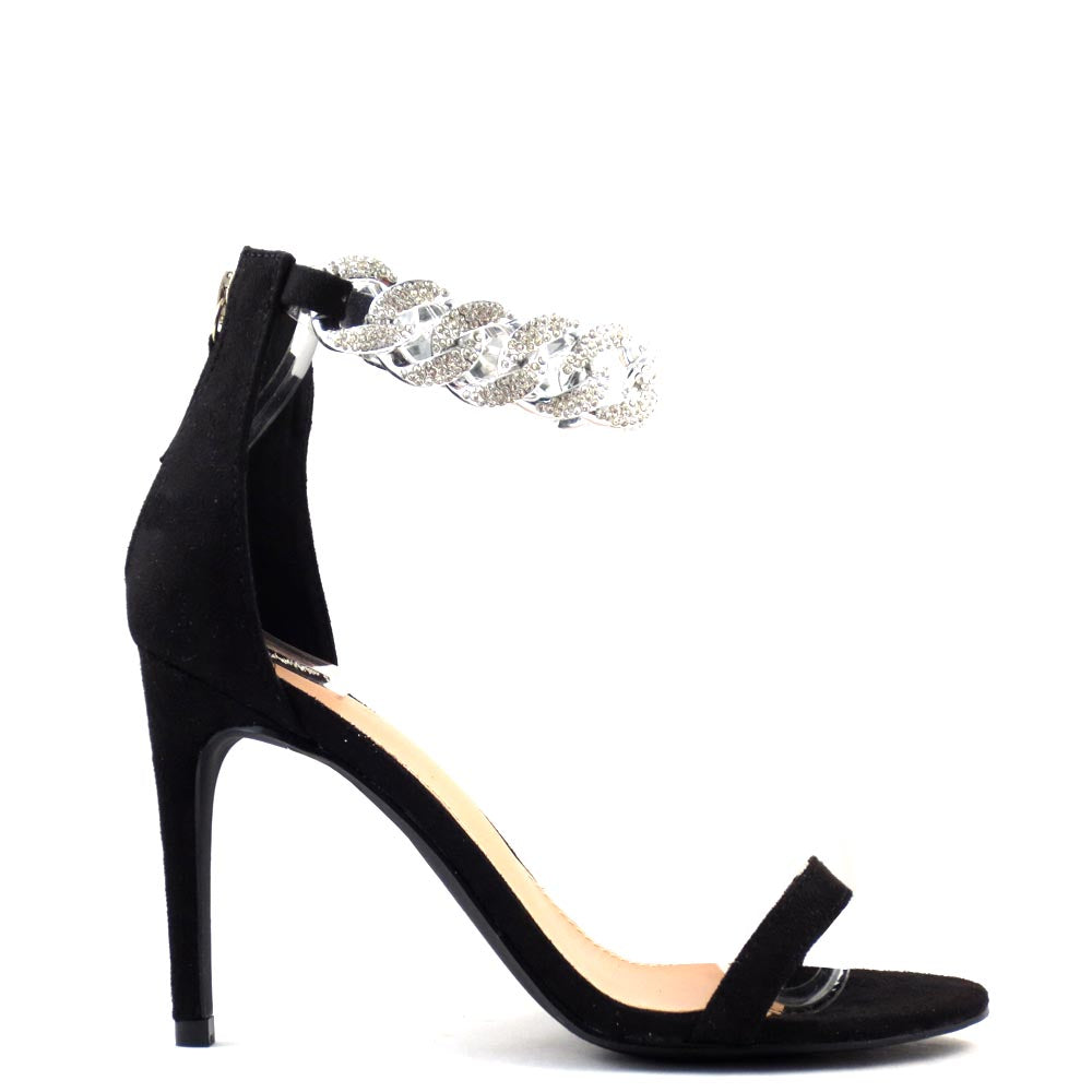 Promise by Shoe Republic LA Open Toe Blingy Ankle Strap Detail Stiletto Heels - Doline
