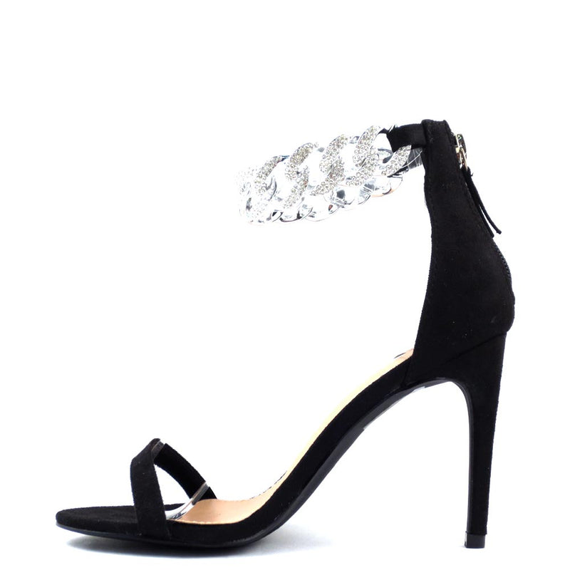 Promise by Shoe Republic LA Open Toe Blingy Ankle Strap Detail Stiletto Heels - Doline