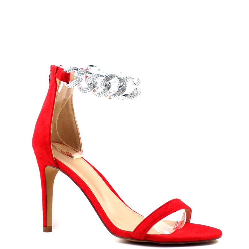 Promise by Shoe Republic LA Open Toe Blingy Ankle Strap Detail Stiletto Heels - Doline