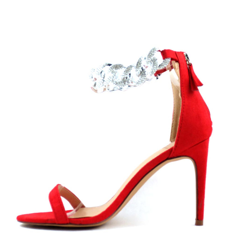 Promise by Shoe Republic LA Open Toe Blingy Ankle Strap Detail Stiletto Heels - Doline