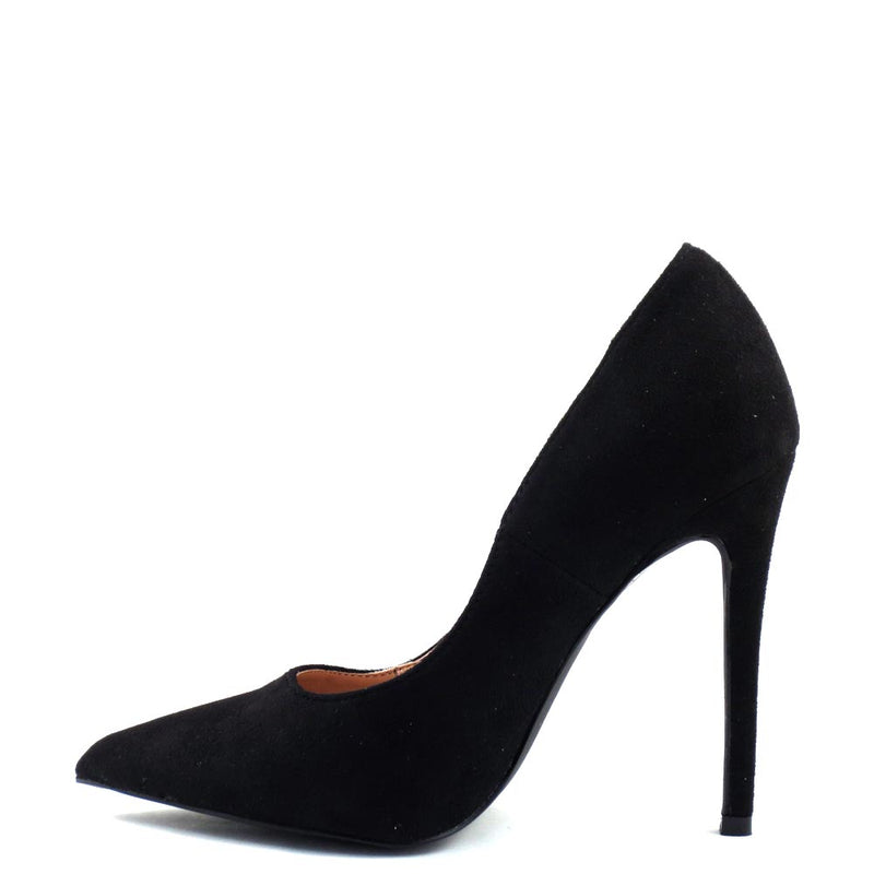 Shoe Republic LA Classic Pointy Closed Toe Faux Suede Stiletto Heels - Doreen