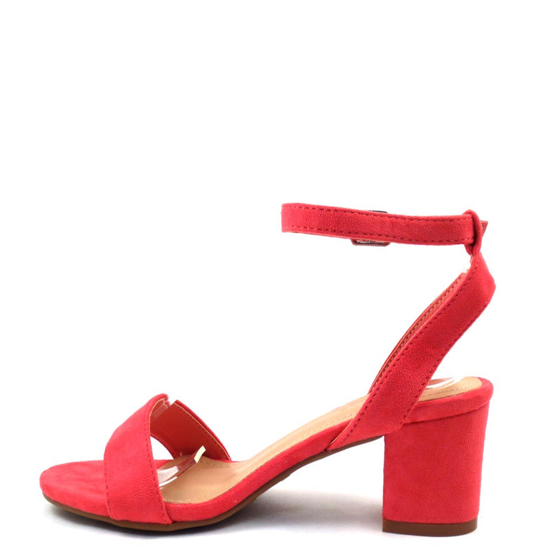 Love Mark Open Toe Ankle Strap Short Block Heels - Dover