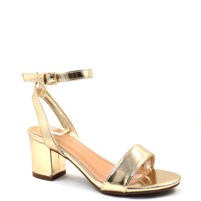 Love Mark Open Toe Clear Band Ankle Strap Short Block Heels - Dover