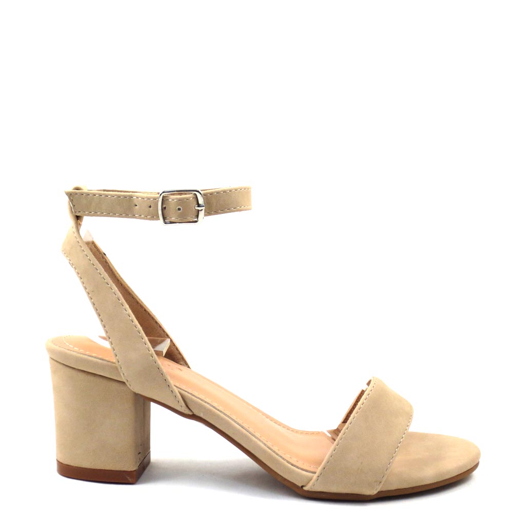 Love Mark Open Toe Clear Band Ankle Strap Short Block Heels - Dover