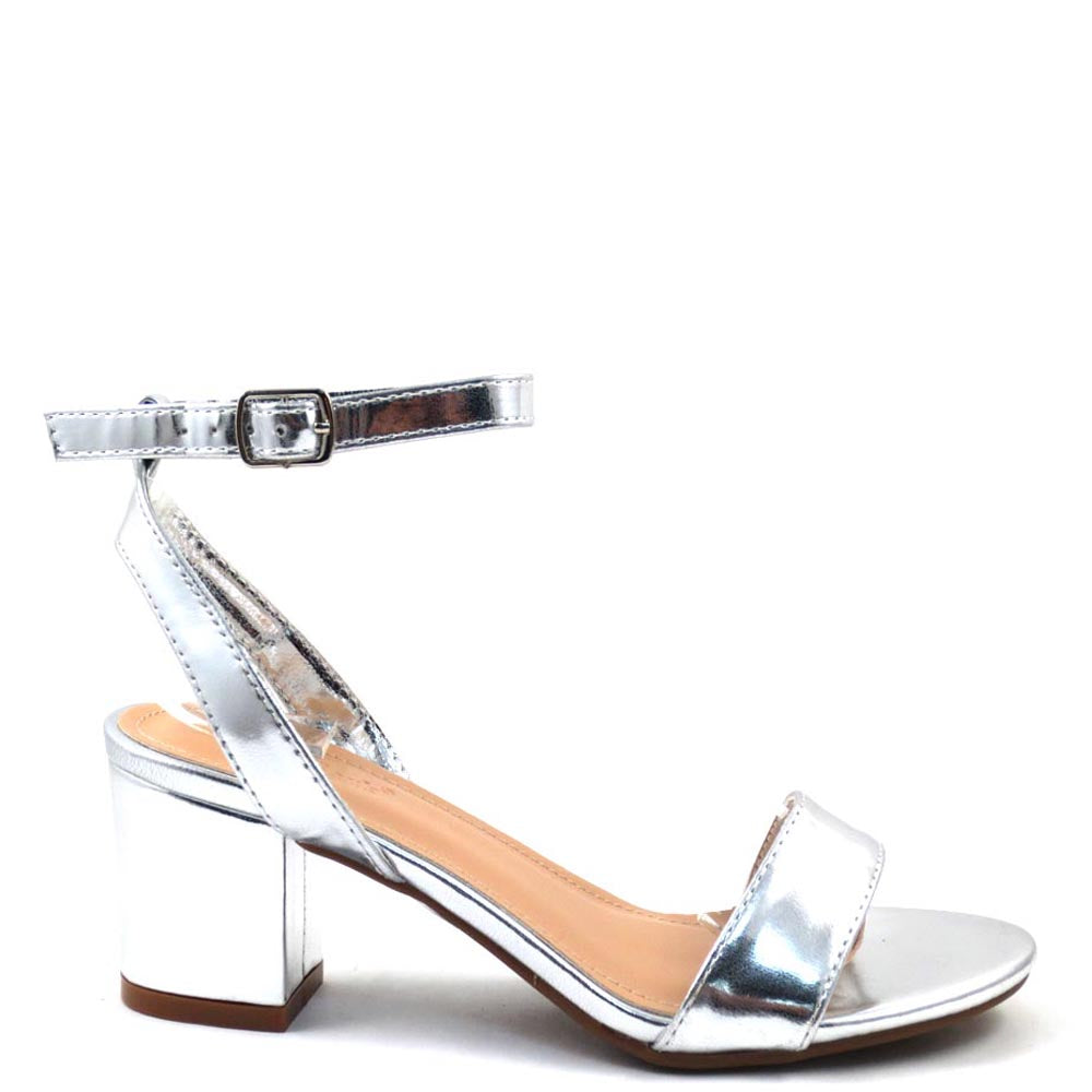 Love Mark Open Toe Clear Band Ankle Strap Short Block Heels - Dover