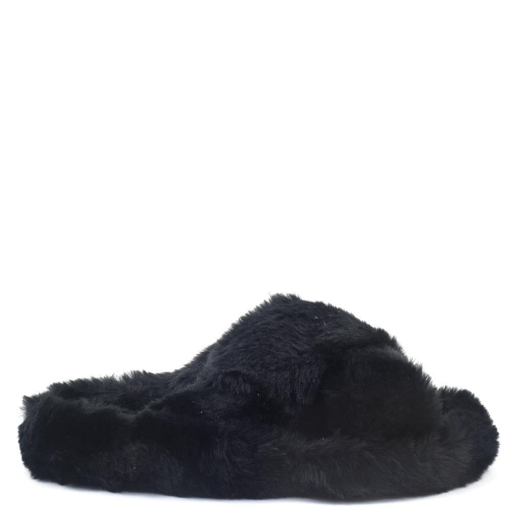 Soda Criss Cross Open Toe Fury House Slippers - Engage