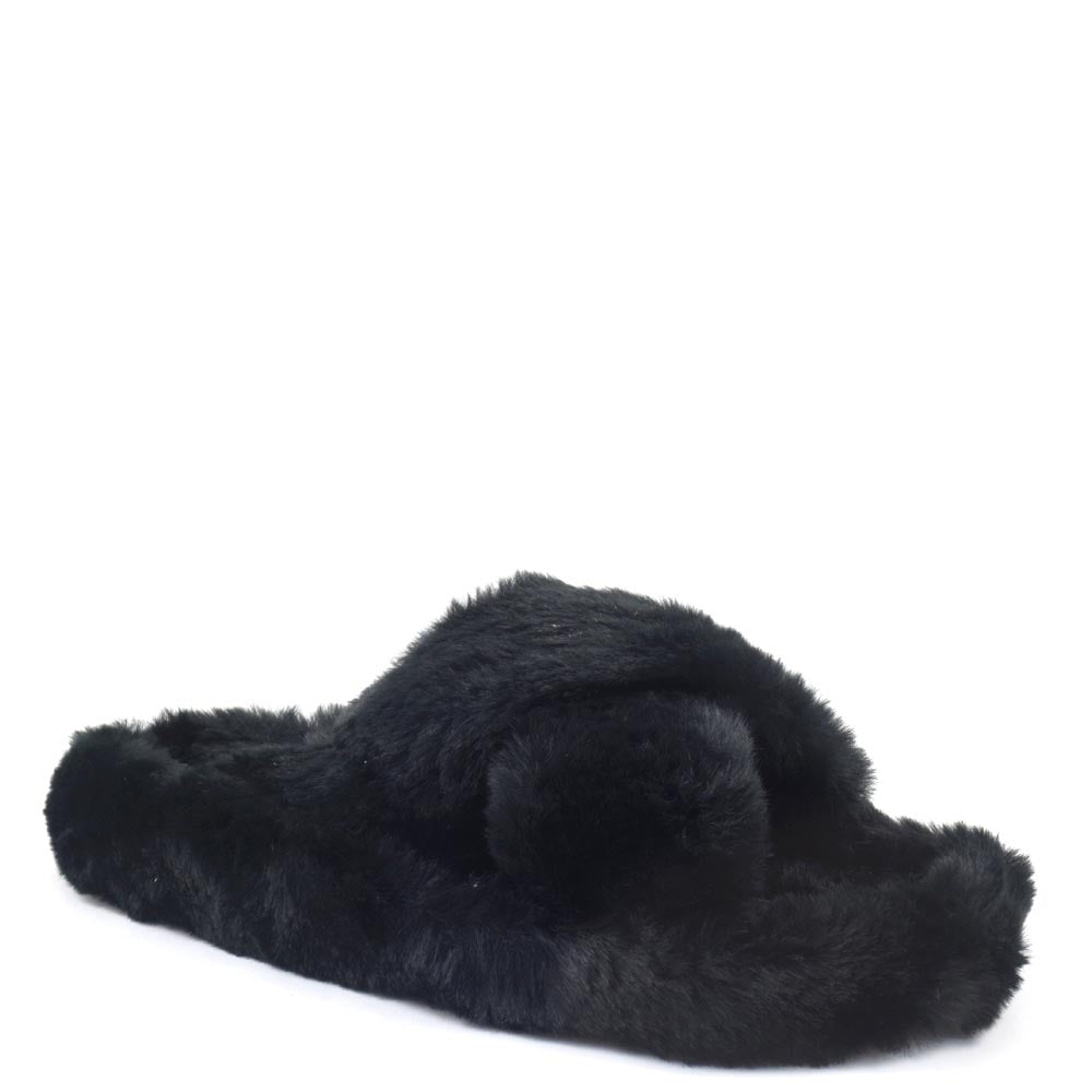 Soda Criss Cross Open Toe Fury House Slippers - Engage