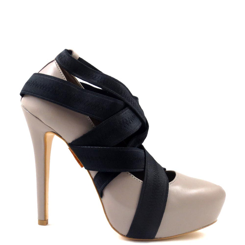 Branded Club Moda Stretchy Upper Straps Hidden Platform High Heels - Fawn