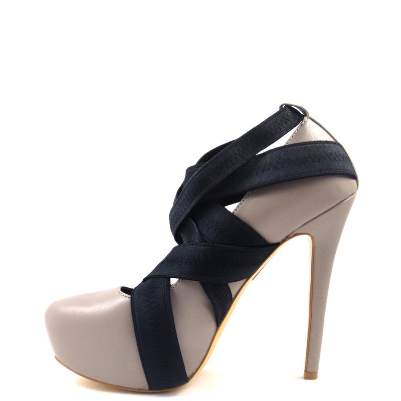 Branded Club Moda Stretchy Upper Straps Hidden Platform High Heels - Fawn