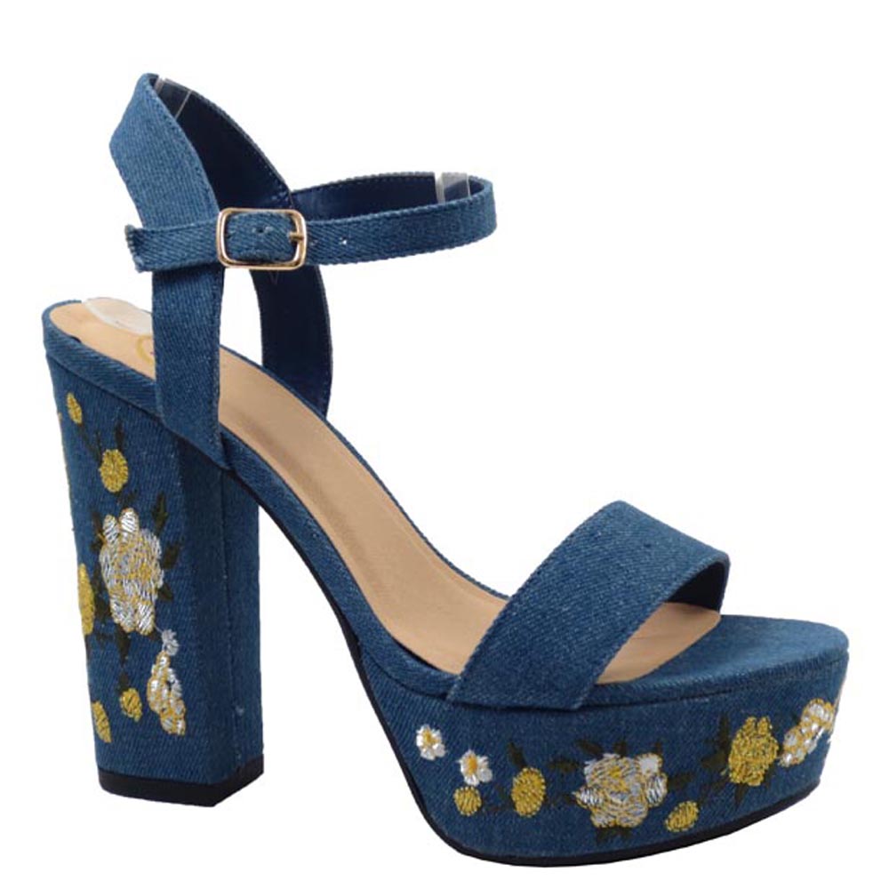 Delicious Open Toe Ankle Strap Detail Print Platform Heels - Forum