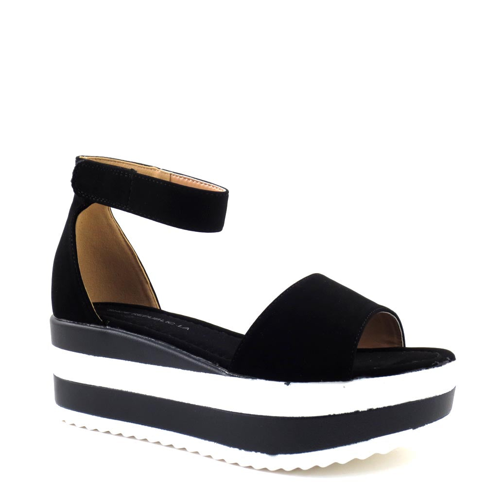 Shoe Republic LA Open Toe Velcro Ankle Strap Platform Sandals - Gilbert