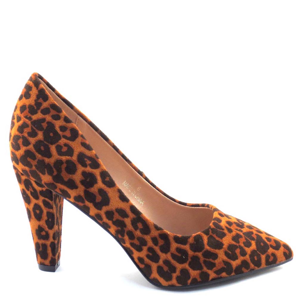Kayleen Faux Suede Leopard Print Pointy Toe Short Heel - Guilie