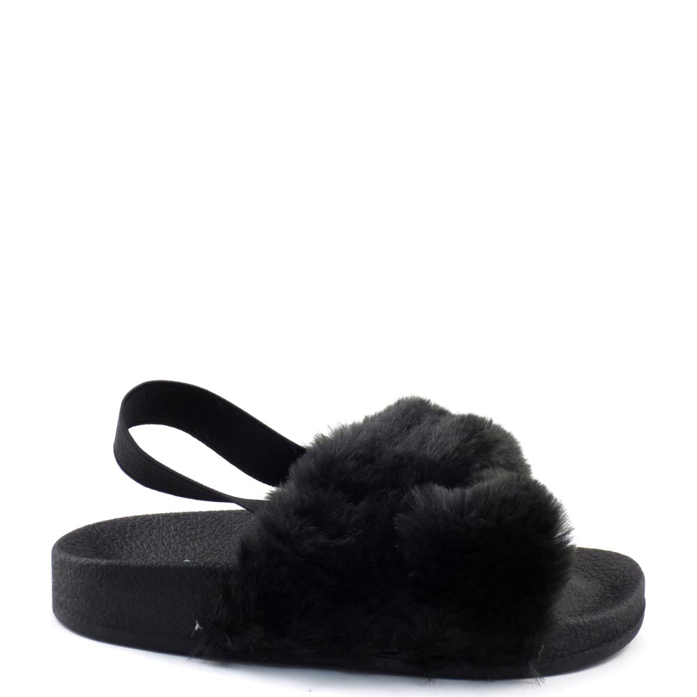 Little Girls Qupid Too Furry Sling Back Platform Sandals - Lexee