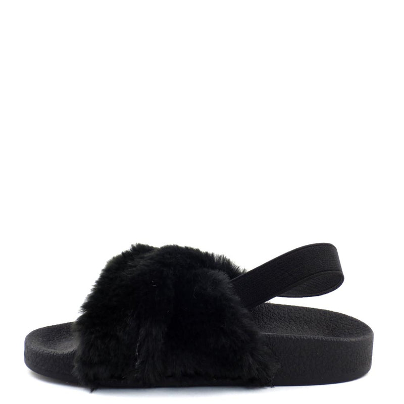 Little Girls Qupid Too Furry Sling Back Platform Sandals - Lexee