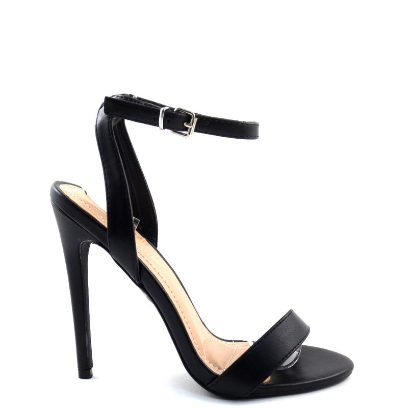Elegant Collection Open Toe Single Bnad Ankle Strap Stiletto Heels  - Mica