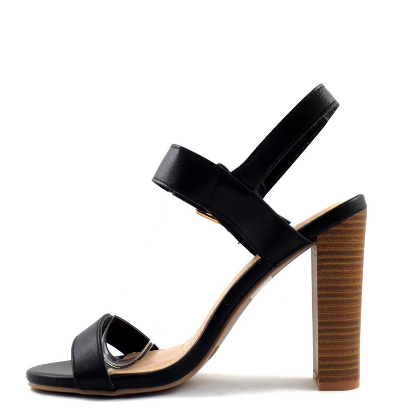 Wild Diva Lounge Open Toe Ankle Strap Buckle Detail Stacked Heels - Morris 318